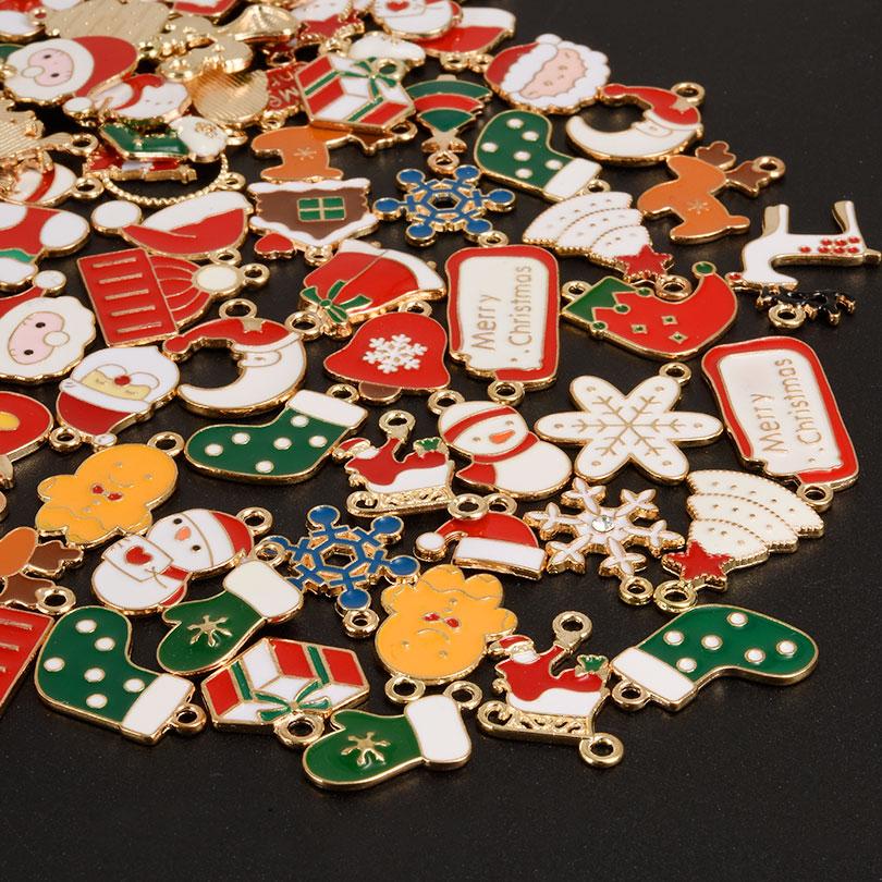 Random Mixed Christmas Pendantcharms For Jewelry Making Bulk Xmas Charm Natale Diy Small Gifts Accessories Breloque Bijoux Noël