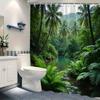 Tropical Paradise River Scene Waterproof Shower Curtain for Bathroom Decor, Bringing the Outdoors Inside with Lush Greenery