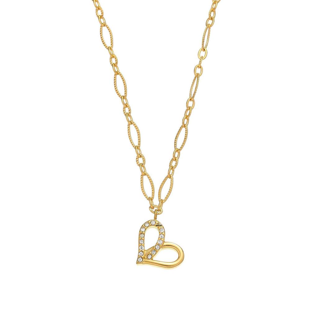 European Retro Zircon Stainless Steel Necklace: High-End Cross-Border Clavicle Chain