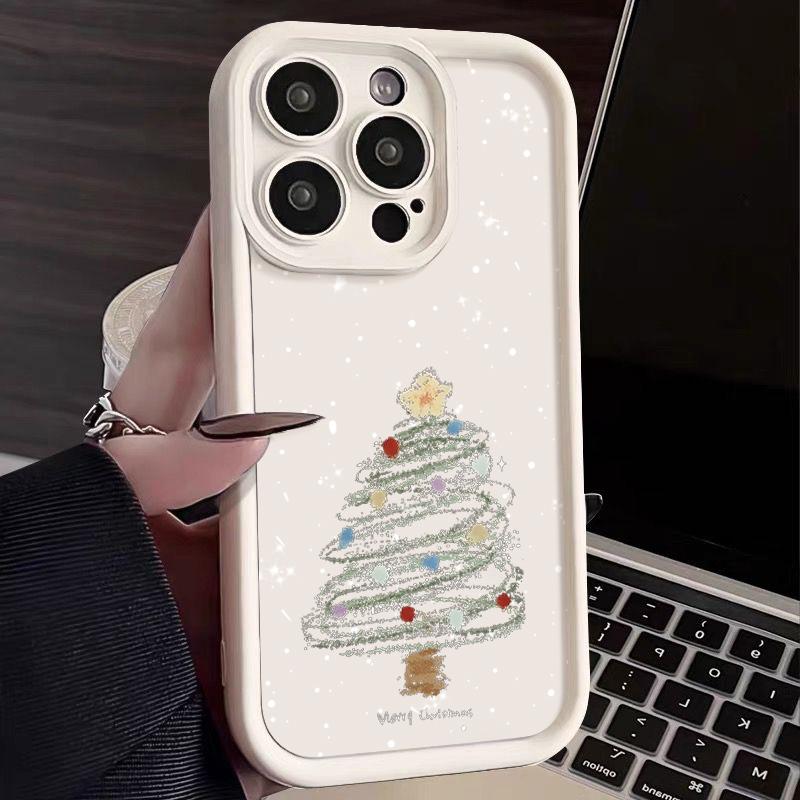 Christmas Tree Printed Soft TPU Case For iPhone 16e 15 16 Pro Max 14 Plus 13 12 11 Pro Max 7 8 XR X XS SE Shockproof Phone Cover