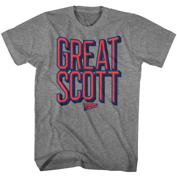 

Back To The Future Great Scott Graphite Heather Adult TShirt Summer Unisexs and Womens Loose and Breathable Cotton Tshirt S