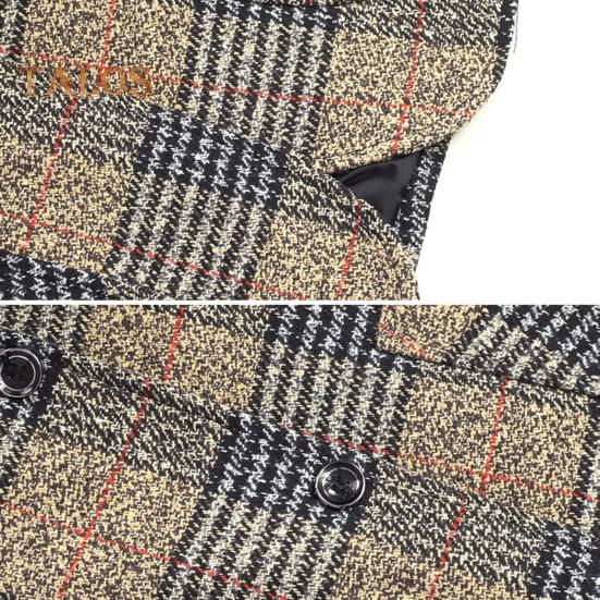 Pánský oblek Kabát Klopa Dlouhý rukáv Kostkovaný vzor Zapínání na dva knoflíky Bunda s kapsami Slim Fit Business Outwear