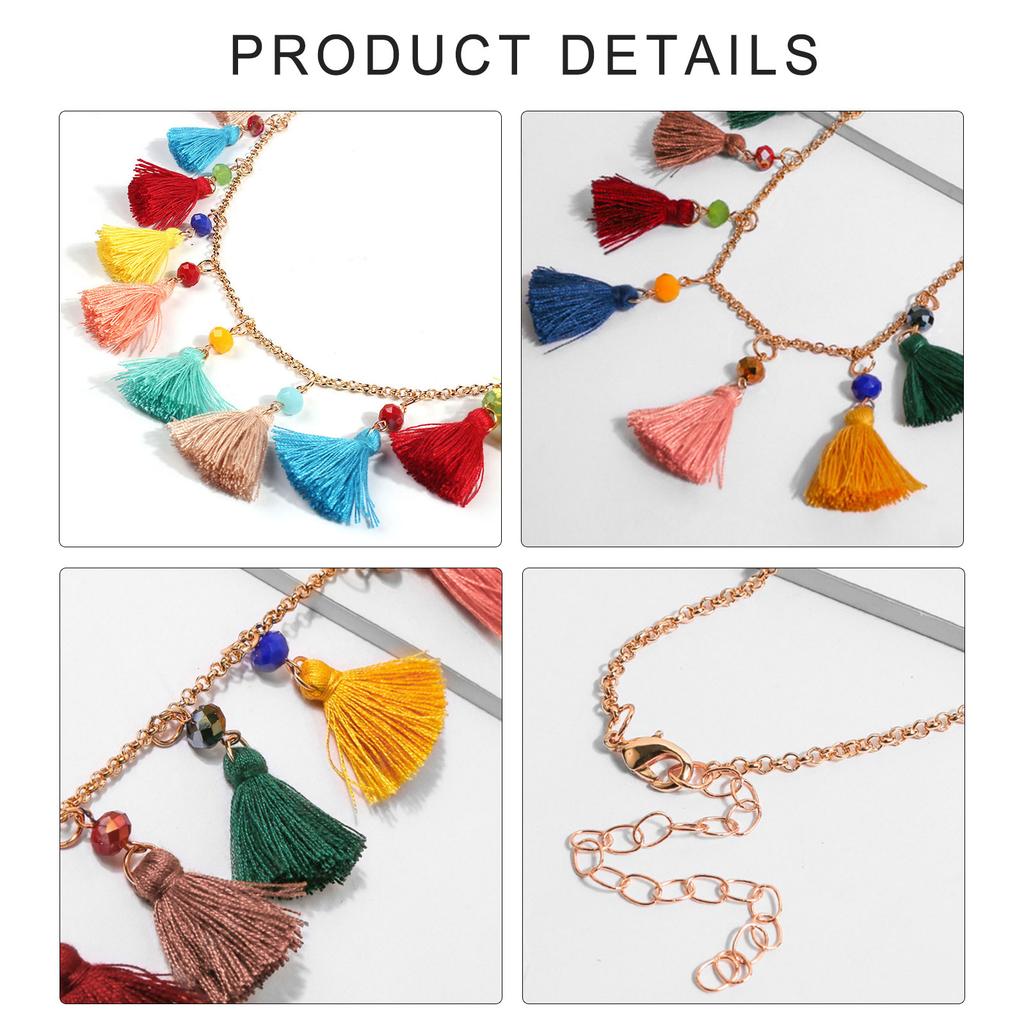 Vintage Bohemian Turquoise Tassels Necklace Ethnic Styles Sweater Chain for Women and Girl Fashion Travel Accessory