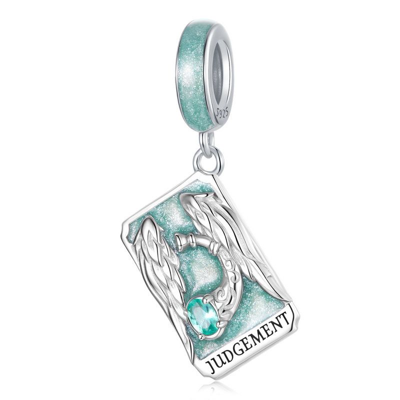 WOSTU 925 Silver Colorful Tarot Cards Charm Pendent Magic Star Moon Sun Lover Bead Fit DIY Bracelet Necklace Women Gift