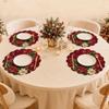 4pcs Coaster Christmas Table Placemat Snowman Elk Round Dining Mat Xmas Table Mat  Table Setting