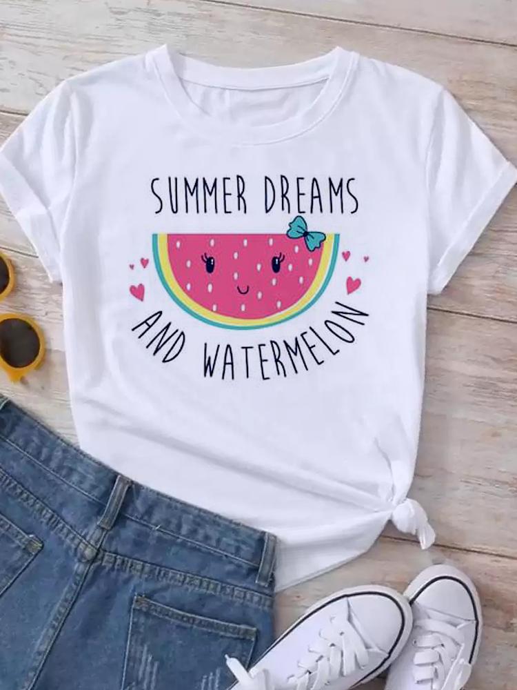 Maycaur New Women's White Tshirt Fashion Summer Letter Printing Short Sleeve T Shirt Harajuku Streetwear Tops Woman T-shirt Tees