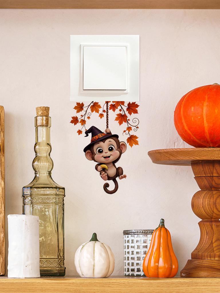 Cartoon Hanging Monkey Switch Sticker Halloween Christmas Socket Outlet Wall Decor