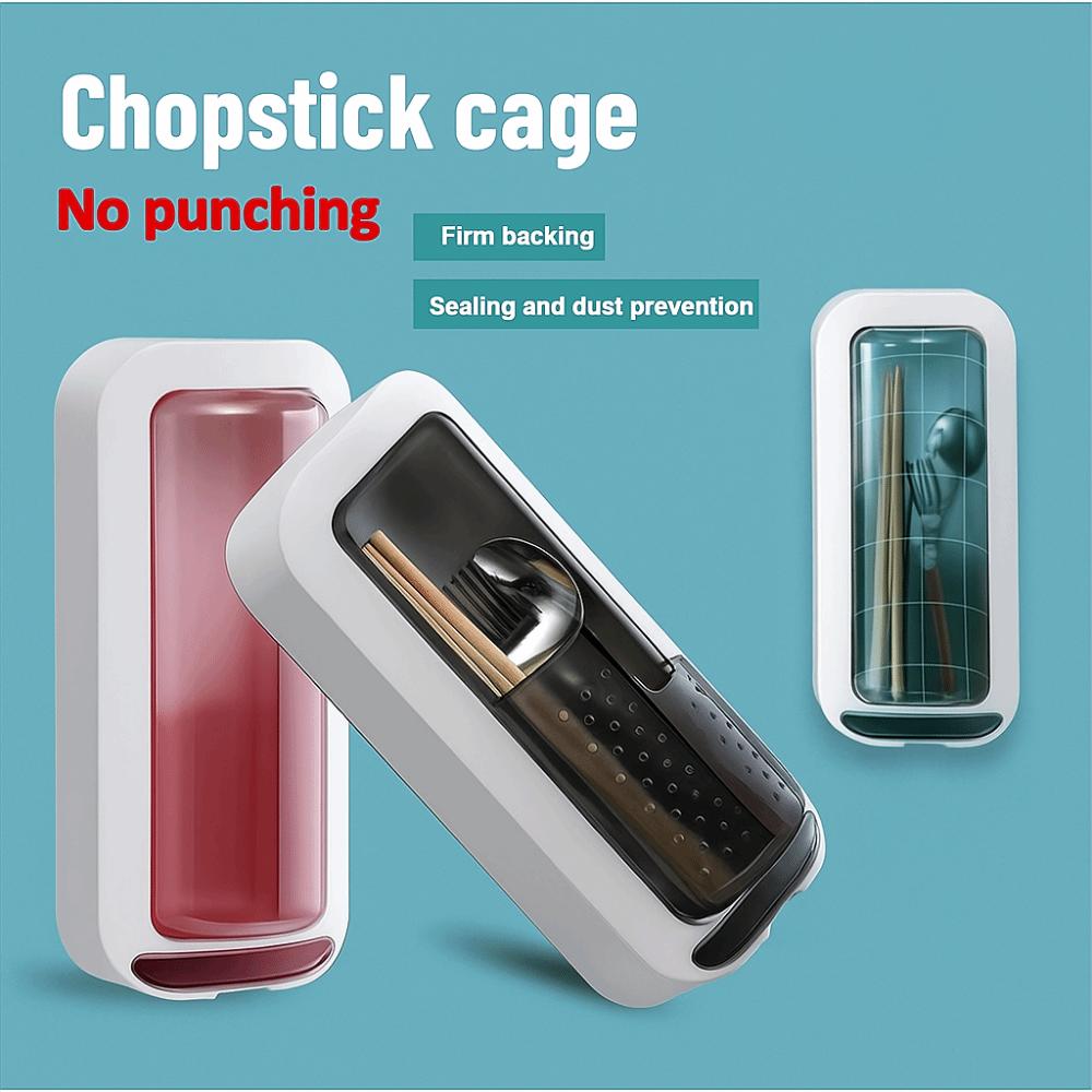 Dustproof Tableware Storage Rack Wall Mounted Chopsticks Cage  Spoon Fork Storage