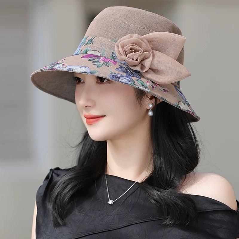 Hat Female Middle-Aged And Elderly Thin Bucket Hat Flower Pot Hat Spring Summer Mother Sun Hat Grandma Elderly Breathable Cool Hat