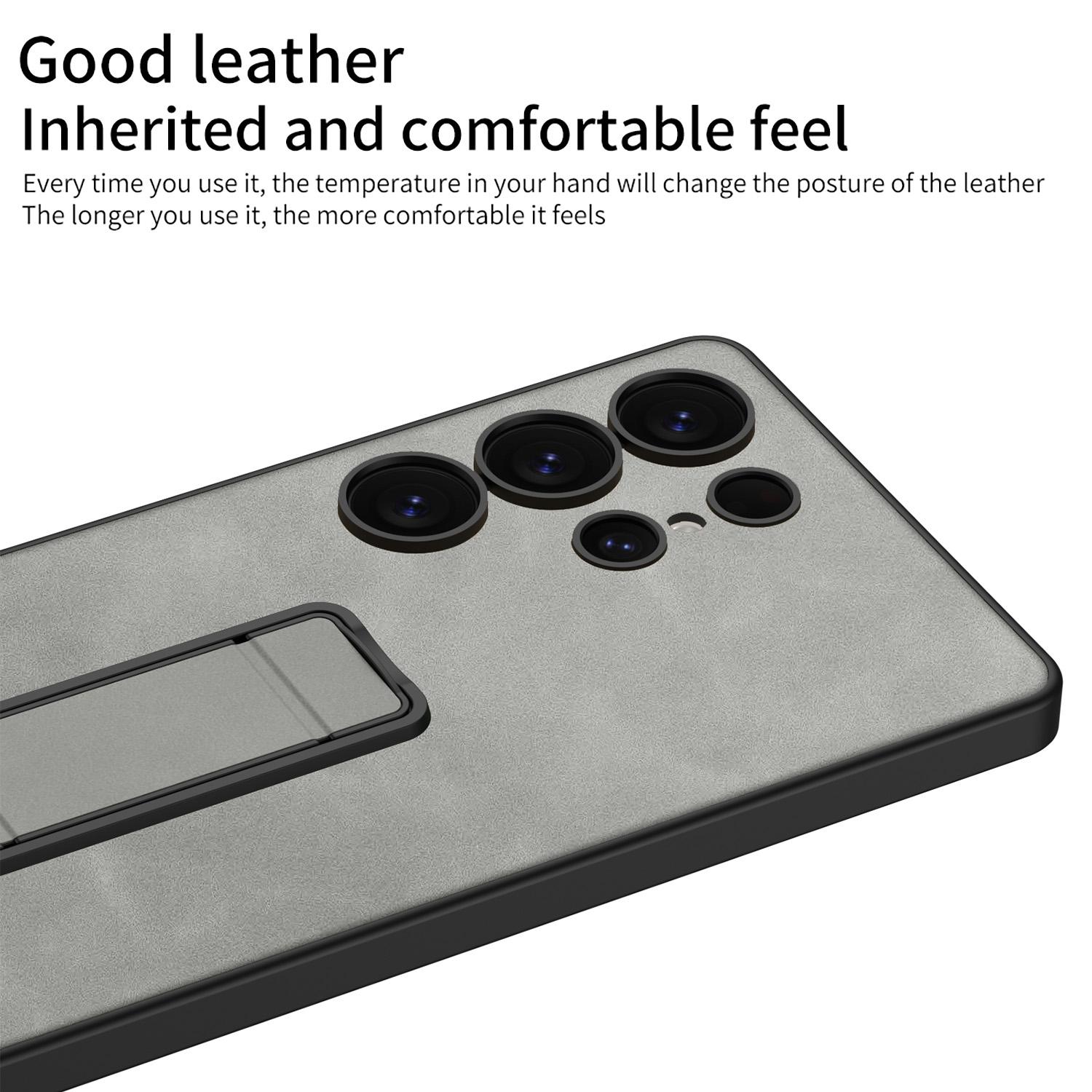 

For Samsung Galaxy S25 Ultra Skin-Feel Matte Phone Case Folding Kickstand Grey