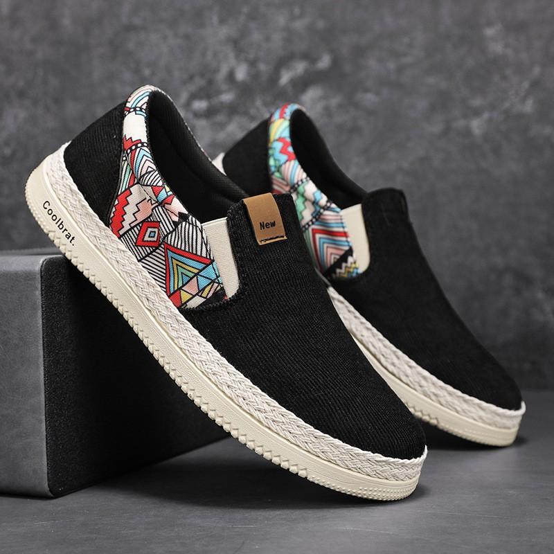 Men's casual shoes corduroy low-top fisherman shoes canvas shoes board shoes men's one-pedal lazy shoes cloth shoes trendy men's shoes