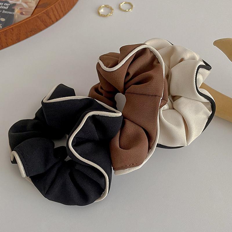 Ponytail Holder Hair Tie Elegant Black White Hair Scrunchies Milk Coffee Color Large Intestine Hair Ring Hair