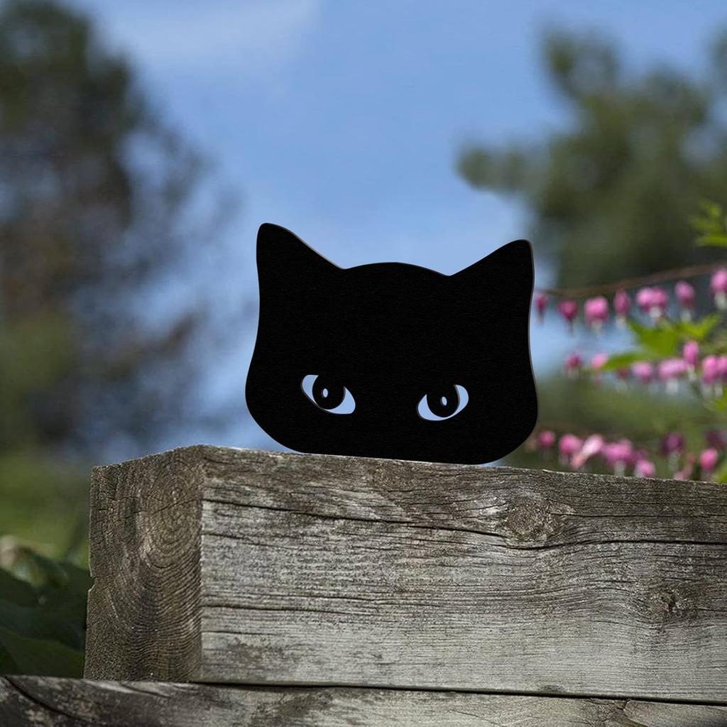 Qmetalart Black Cat Decorations Metal Garden Yard Art Decor Farmhouse Home Decor Outdoor Ornaments Décor Courtyard Lawn Gift Ideal for Cat Lovers