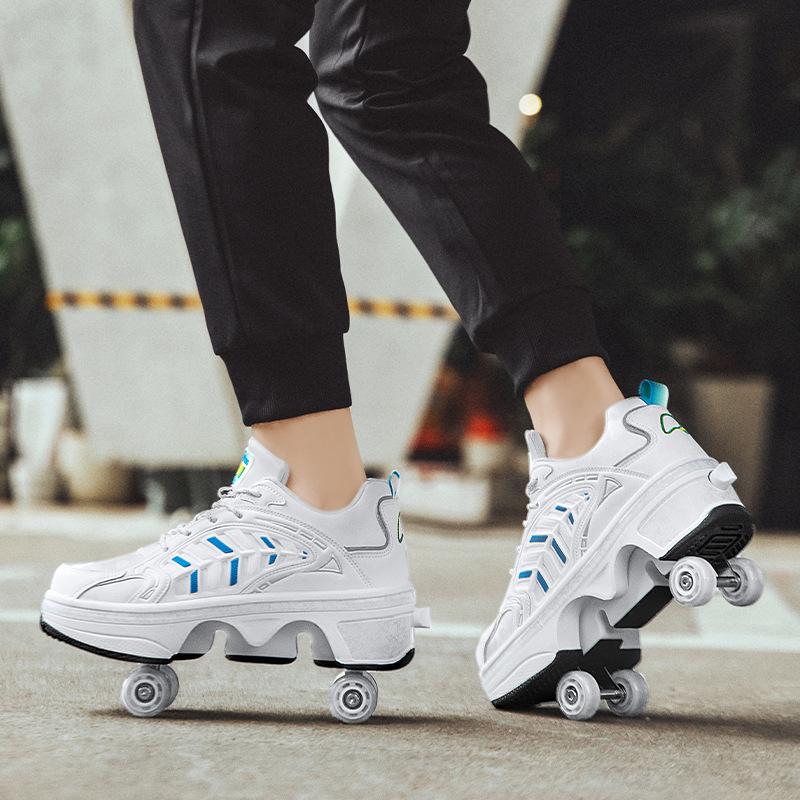 Teen Wheels Shoes Boys Invisible Four Wheels Automatic Shrinkable Burst Shoes Girls Roller Skates