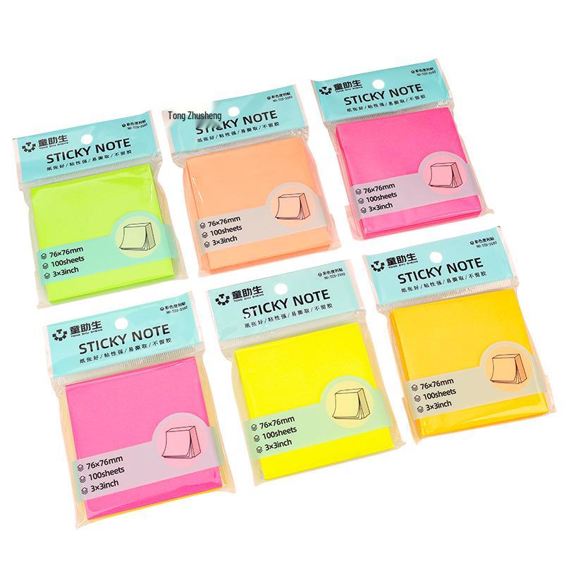 Multicolor Sticky Notes: Creative Fluorescent Memo Pads with Reusable Adhesive for Students