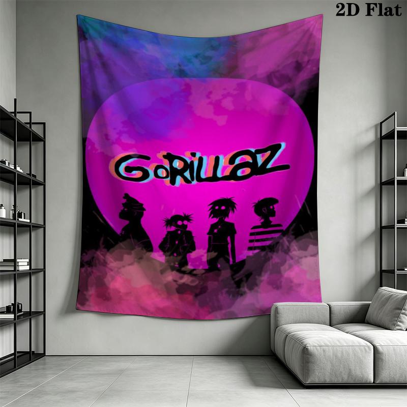 Gorillaz Wall Tapestry Aesthetic Wall Hanging Printed Fabric Blanket Decorative Tapestries for Bedroom Living Room Home Decor