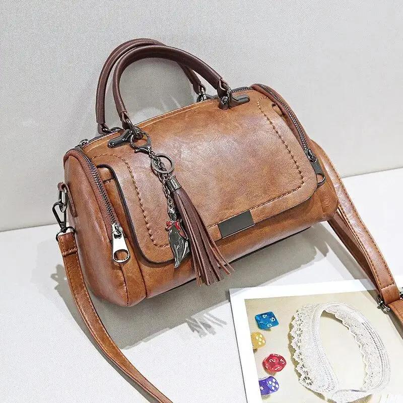Vintage Women's Shoulder Bag Large Capacity Zipper Crossbody Bag With Removable Strap Handbag Shopping
