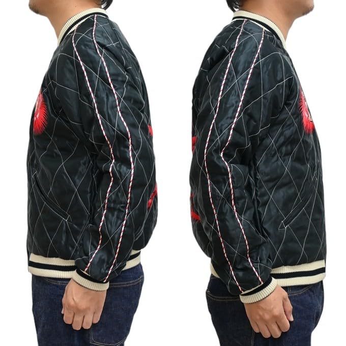 Tailor Toyo Filled Quilted Souvenir Jacket Sukajan RED TIGER JAPAN MAP Taylor Toyo TT15543-119 × (S)