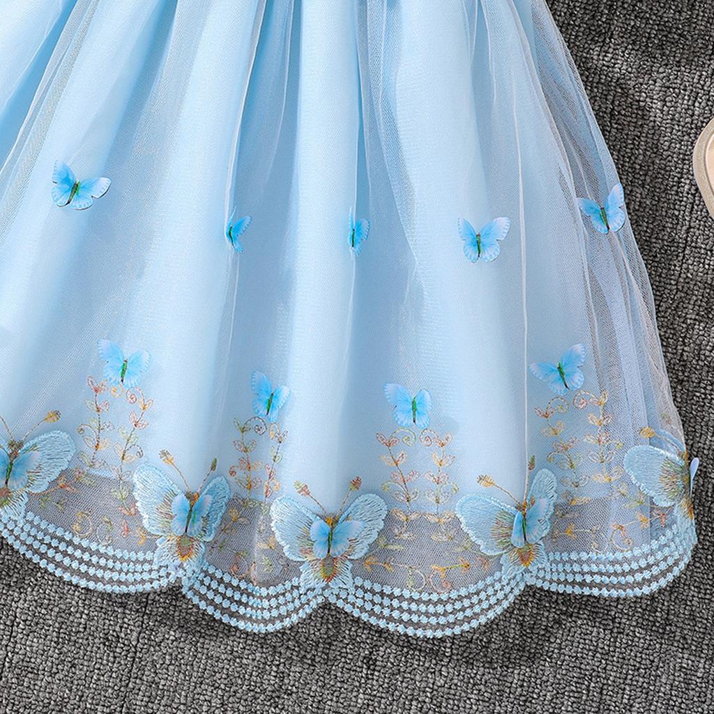 Rochie de prințesă pentru copii, fără mâneci, cu dantelă și plasă