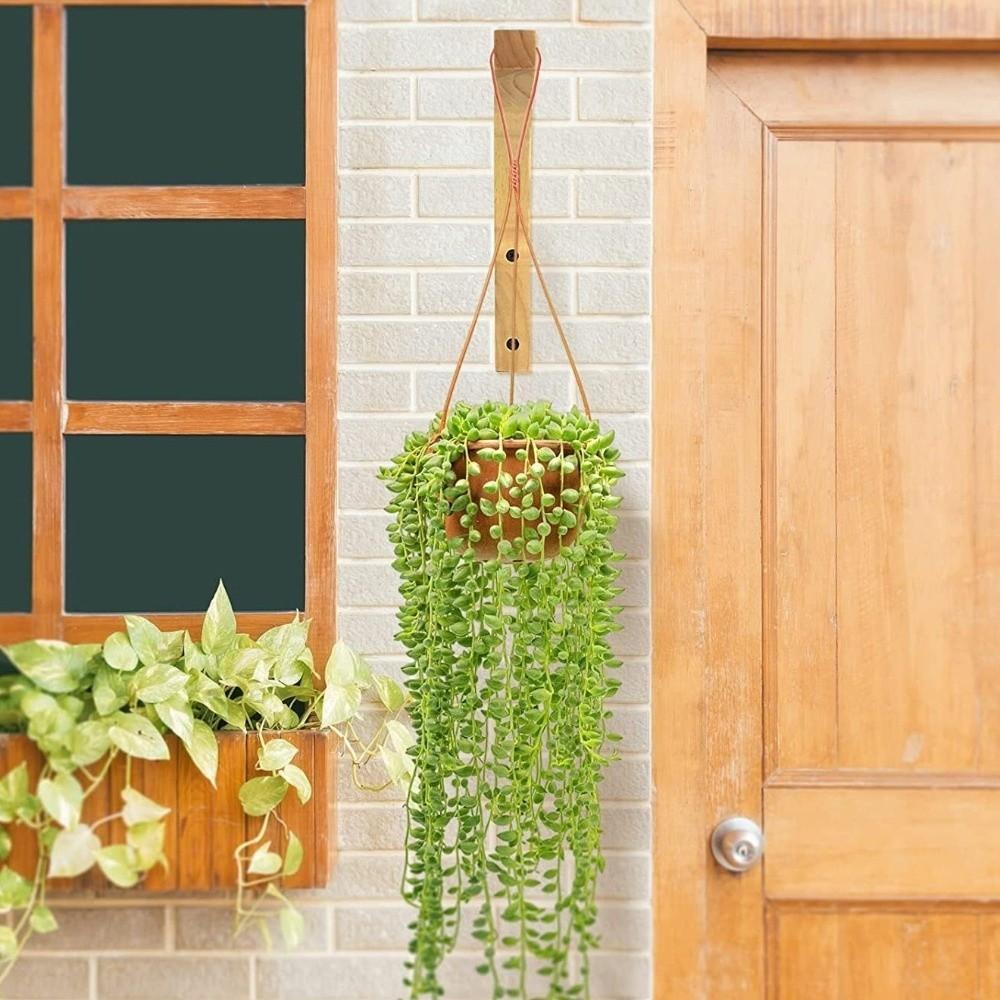 2PCS Farmhouse Style Wooden Plant Hanger Sturdy Hanging Flower Pot Hook  Patio Decoration