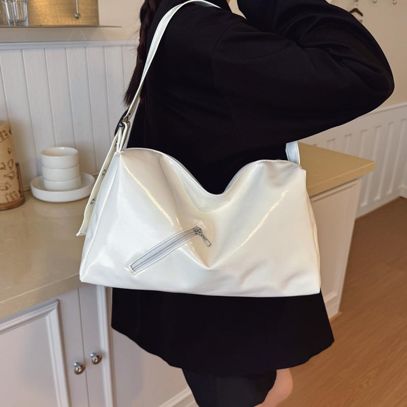 New Spice Girl Soft Leather Bag Textured Tote Bag Trendy Fashion Crossbody Shoulder Casual Large Capacity Bag