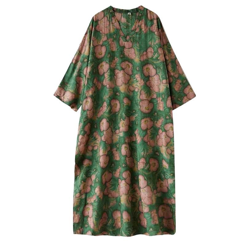 New Floral Vacation Style Travel V-Neck Vintage Dresses
