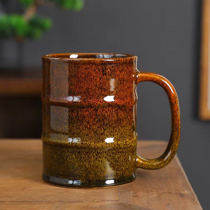 Kiln oil drum cup large capacity ceramic mug creative coffee cup personal water cup small 600ml