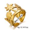 French Vintage Gold Aesthetic Ring for Women Waterproof Stainless Steel Old Money Antique Sunburst Stacking Jewelry