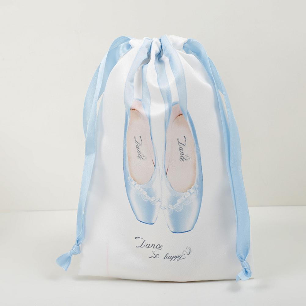 18x28cm Ballet Dance Shoe Storage Bag Satin Double Drawstring Pouch Ballet Pointed Shoe Dustproof Pouch