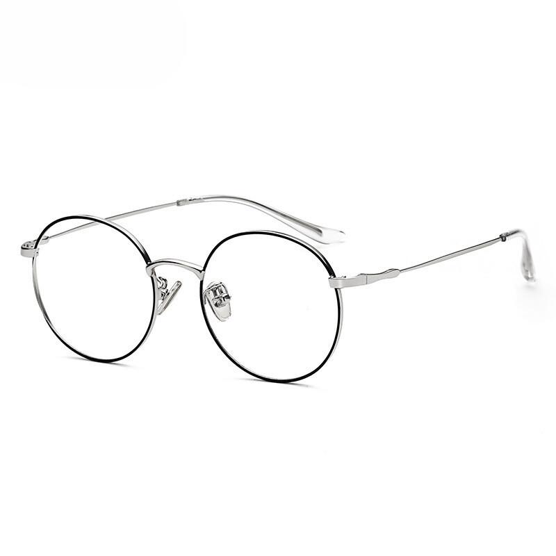 Retro Runde Blaulichtfilternde Brille Metallrahmen Unisex Lesebrille Computerbrille Augenschutz