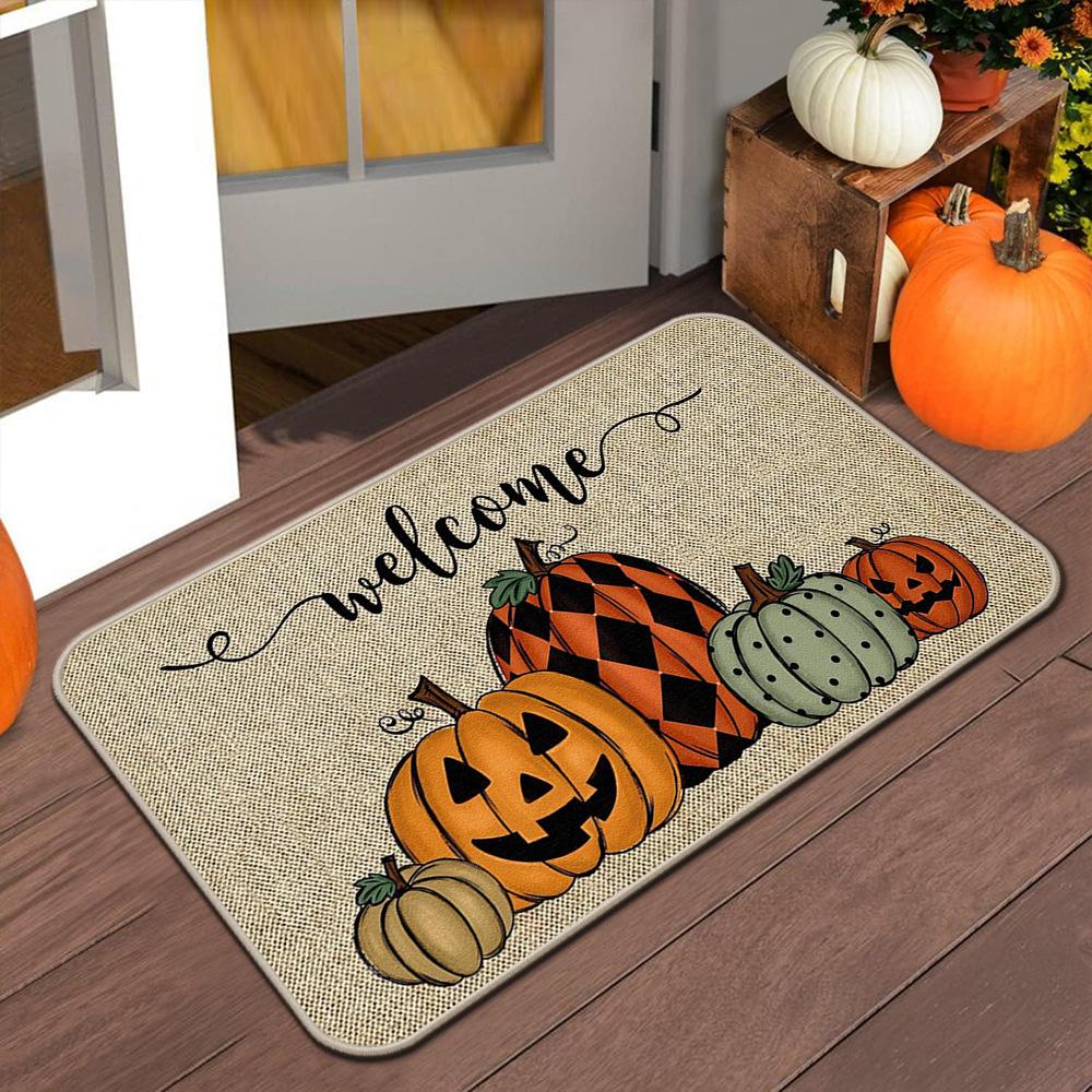 Halloween Autumn Entrance Door Mat, Household Dust Removal, Easy To Clean Foot Mat, Bathroom Resistant To Dirt Water Absorption