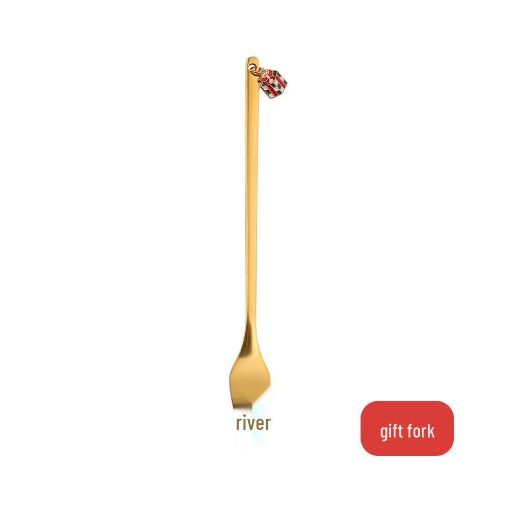 J Creative Christmas Reindeer Spoon & Fork Set - Cute Dessert & Coffee Stirring Gift