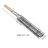 Kabob Grilling Baskets Lockable Iron Kebab Grill Grate with Wooden Handle for Grilling Vegetables Hot Dog Meat