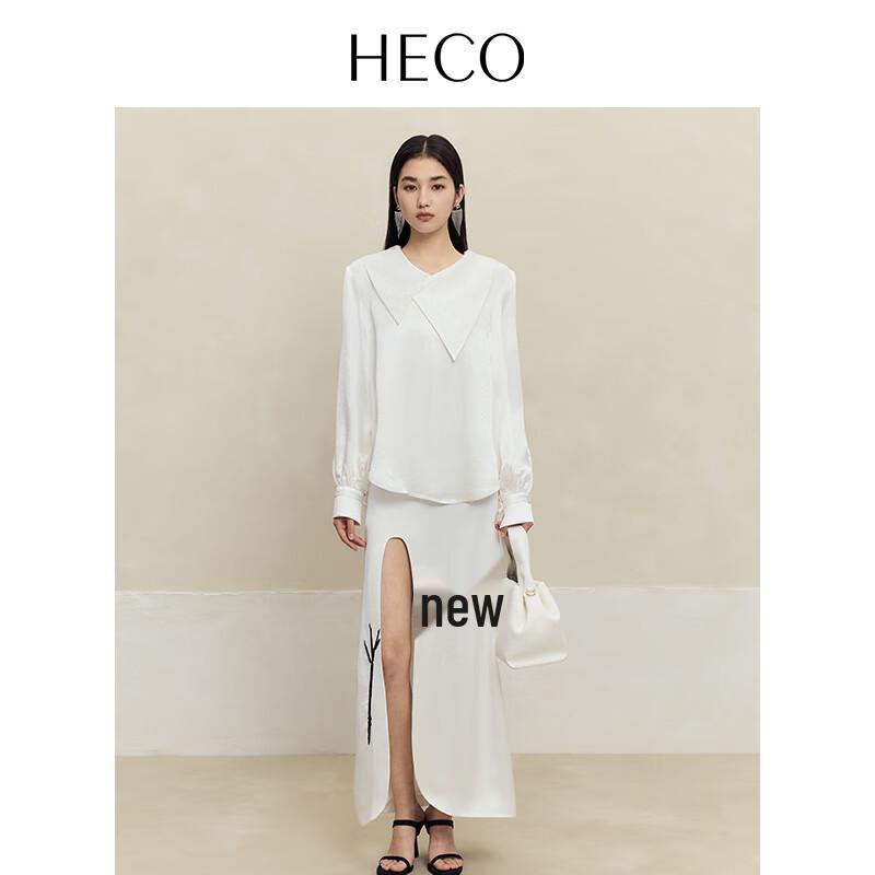 HECO New Chinese Style Layered Collar Acetate Long-Sleeve Shirt for Women