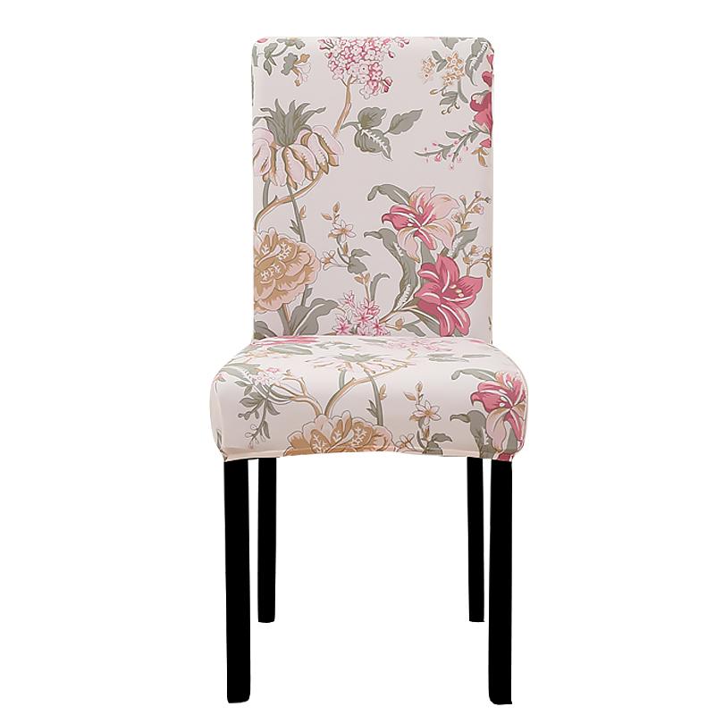 Printed Chair Cover Elastic Kitchen Seat Cover Stretch Spandex Chair Covers for Dining Room Wedding Hotel Banque… More
