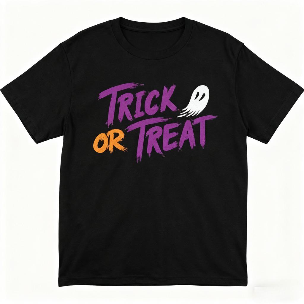 New Vintage Trick or Treat Halloween Tee Retro Pumpkin Ghost Print Cotton T-Shirt Spooky Fun Top for Men Women