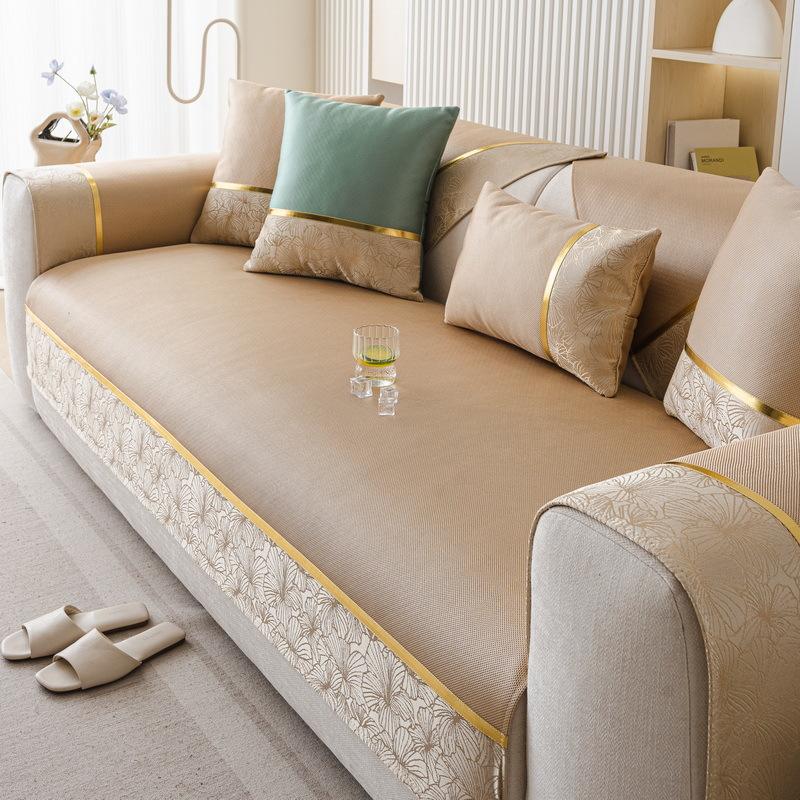 

Ice Silk Color Matching Sofa Cushion Mat Cushion Summer Non-Slip Fixed Leather Sofa Cover New Summer Cool Cushion 70*70cm