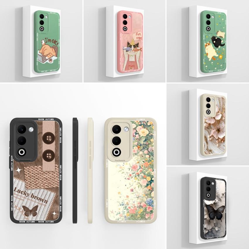 For Oppo A5 A5x A3x Realme C71 C75 Luxury Shockproof Phone Covers Cute Cartoon Cat Pattern Liquid Silicone Anti Slip Protective Shell For Oppo Housing