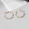 Design Geometric Round Spiral Pearl Earrings, Exaggerated Atmosphere Fashion Rice Bead Circle Earrings