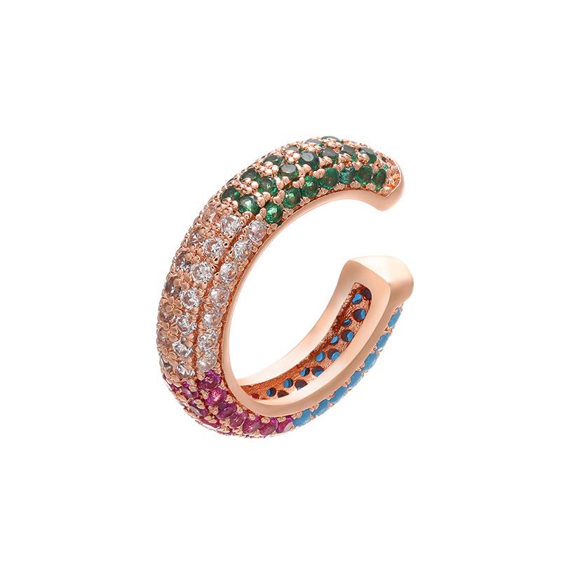 Bead Buckle Jewelry Micro-Inlaid Colored Diamond Ear Bone Clip Color Zirconium Simple Ear Clip Earrings Copper 18K Gold-Plated Ve131