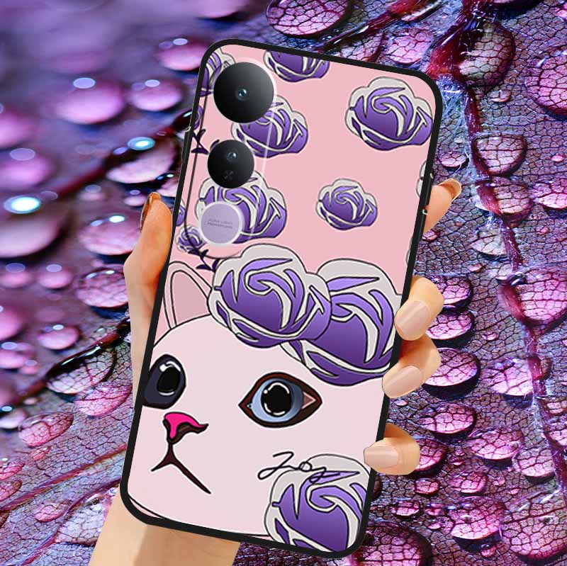 Case For Vivo V50 Lite Soft 3D Flower Relief Emboss Silicone Covers for Vivo V 50 Lite 4G 5G V50Lite Soft Capa Protective Casing