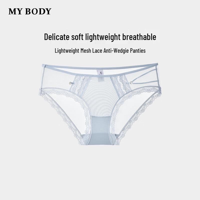 

mybody Women s Mesh Lace Anti-Wedge Mid-Low Waist Briefs L