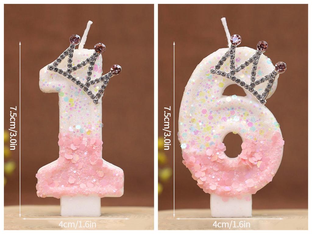 Birthday Number 0-9 Candles Crown Number Candles Happy Birthday Cake Decorated Baby Shower Insert Decor Festival Supplies