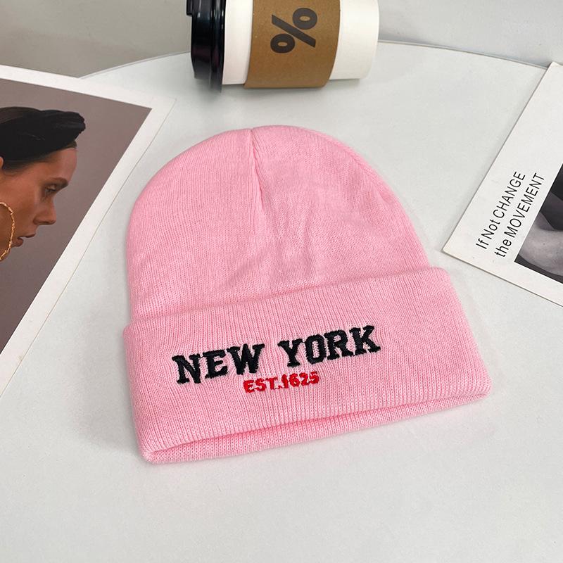 New letter embroidered wool hat for women, outdoor small H standard autumn and winter pullover hat, thermal ear protection, knitted hat for men
