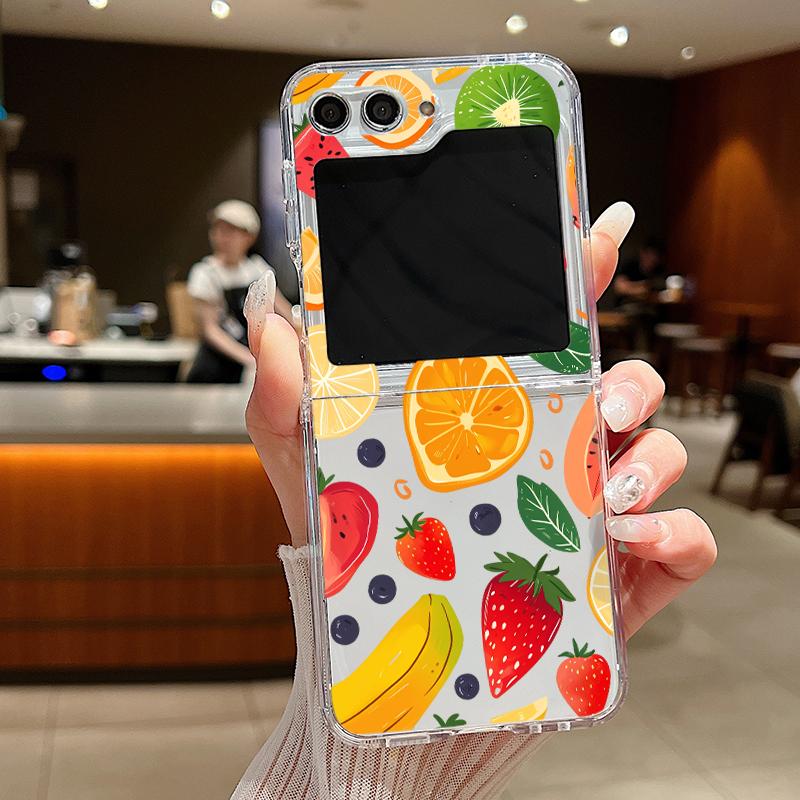 For Samsung Galaxy Z Flip 7 6 5 4 3 Case Cherry Watermelon Fruits Hard Clear Folding Cover For Samsung Z Flip6 Flip5 Flip4 Flip7