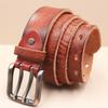 Retro Thickened Top-grain Cowhide Double-needle Belt, Men's Genuine Leather Trendy and Versatile Tough Guy Denim Belt