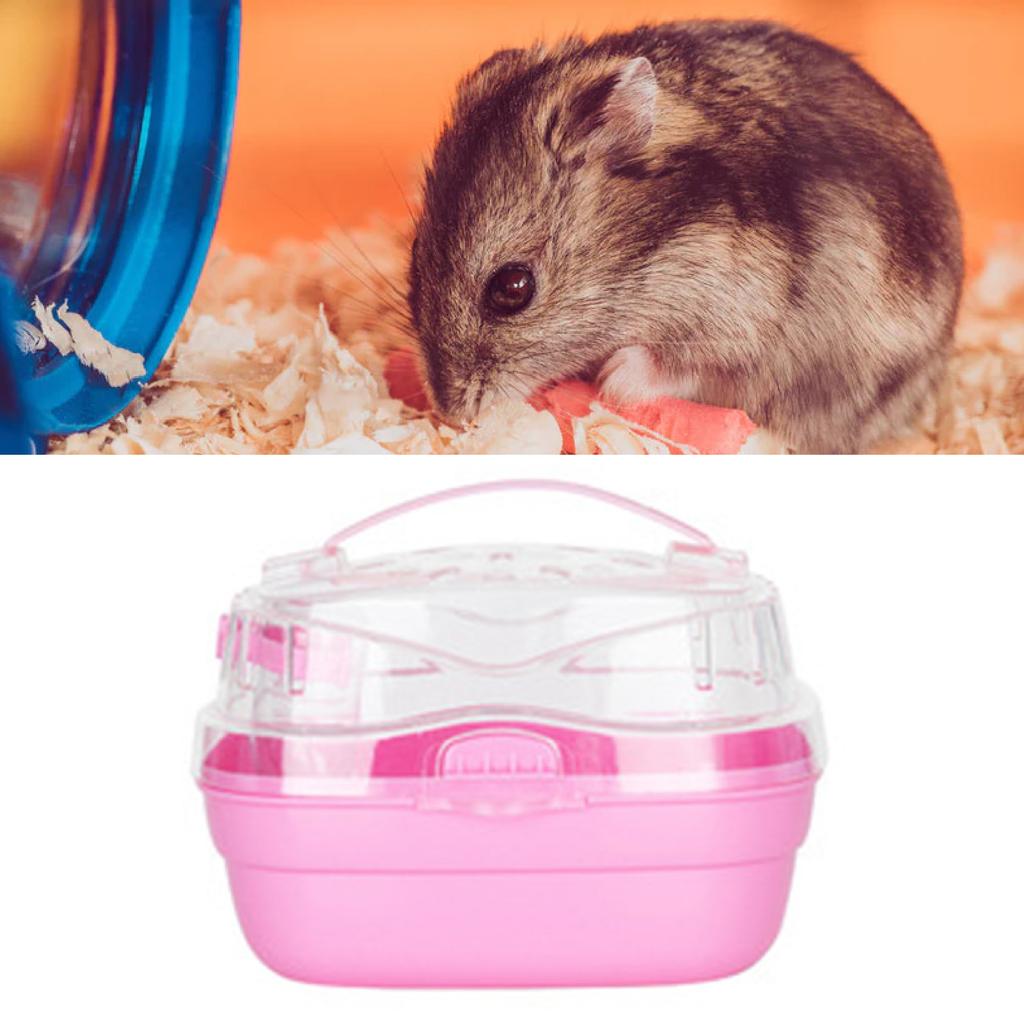 Hamster Carry Case Cage Portable Lightweight Small Animal Carry Case for Outdoor Travel Pink
