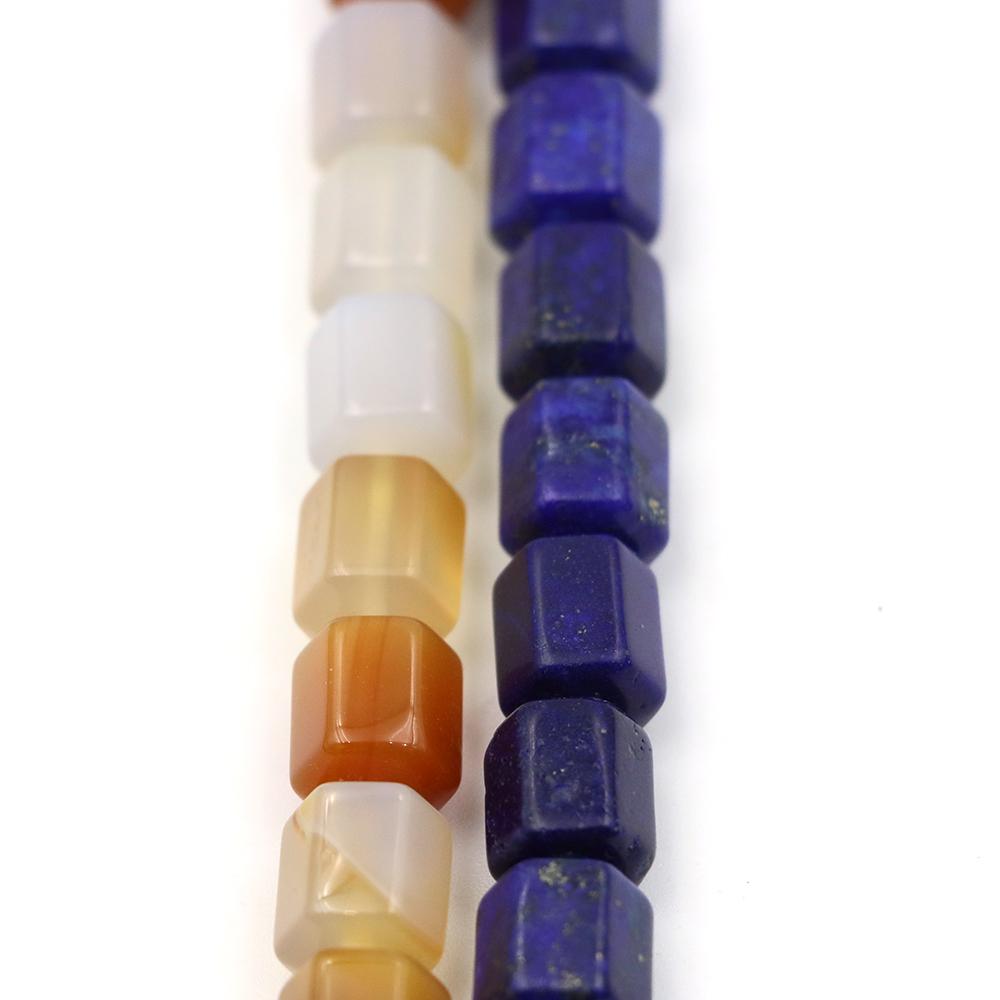 Faceted Natural Stone Square Rose Quartz Agates Loose Spacer Beads For Jewelry Diy Making Crystals Bracelet Pendant Accessories