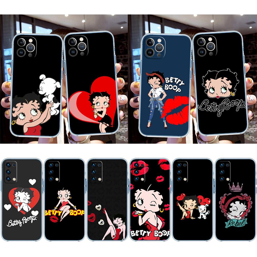 RE11 B-Bettys Pattern B-Boops Transparent Phone Case for Samsung Galaxy A04 A04S A14 A23 A34 A54 M23 M33 M52 M53