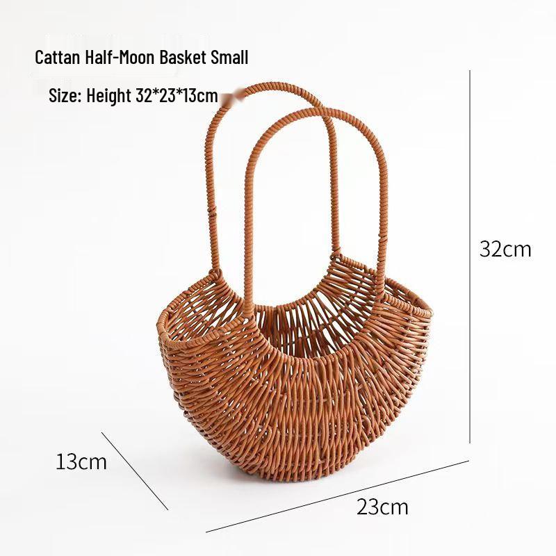 Handwoven Rattan Basket: Fruit, Picnic, Flower Tote for Festivals & Decor